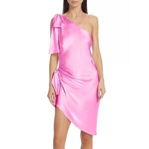 Amanda Uprichard 100% Silk Ciao Bow Detailed Asymmetric Mini Dress $422 NWOT S